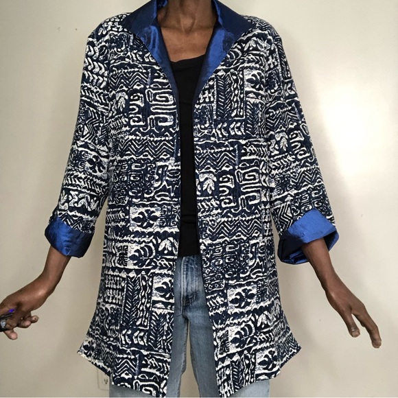 VINTAGE | GUMPS San Francisco Blue Batik Tunic Jacket - Picture 8 of 8